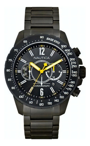 Reloj Nautica Hombre Crono Sumergible Fecha A26537g Color de la malla Negro Color del bisel Negro Color del fondo Negro