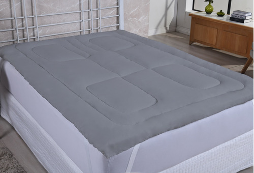 Pillowtop Cama Casal Box King Com Enchimento Macio Silicone Cor Cinza-claro Desenho Do Tecido Manta Silicone Extra Macia