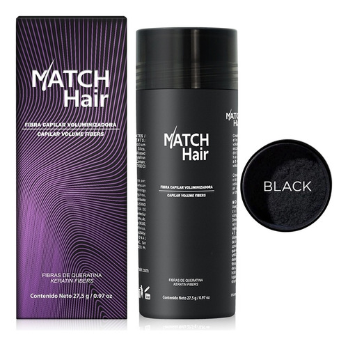 Match Hair 27.5g  Color Negro Fibra Capilar  Calvicie