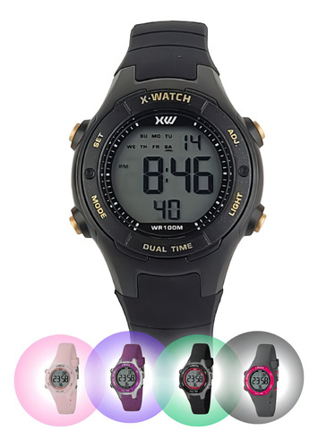 Relógio Pulso Criança Digital Silcone Prova D`água Esportivo Cor Xkppd093 - Preto Cor Do Fundo Lcd Positivo