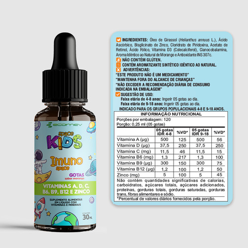 2x Imuno Kids B6 B9 B12 A D C Zinco Vitamina Infantil Gotas
