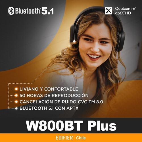 Auriculares Inalámbricos Edifier Bluetooth W800bt Plus Negro