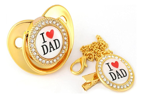 Chupete Para Bebe Con Brillos Y Clip Para Ropa I Love Dad