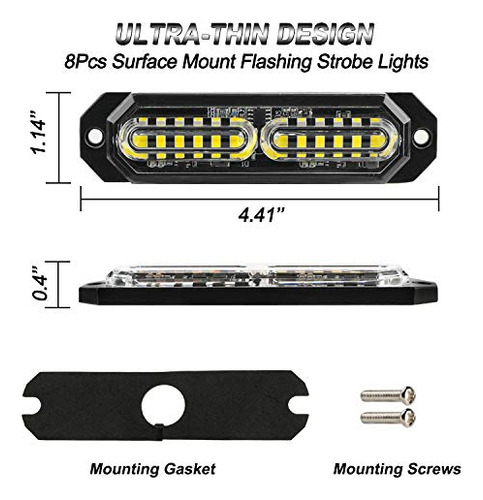 8pcs Sync Feature Ultra Slim 12-led Surface Mount Flash...