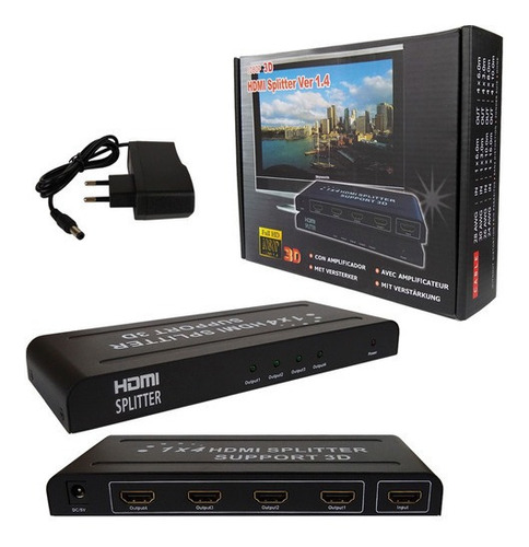 Splitter Hdmi Divisor 1 Entrada X 4 Saídas V1.4 3d 1080p