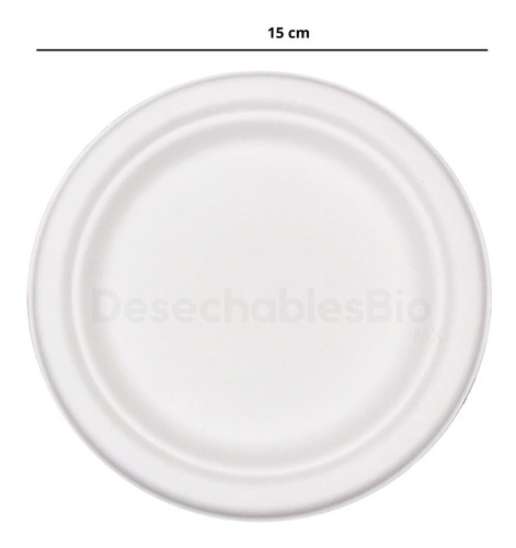 Imagen 2 de 5 de 50 Platos Pasteleros Biodegradables De Bagazo De Caña 15 Cm