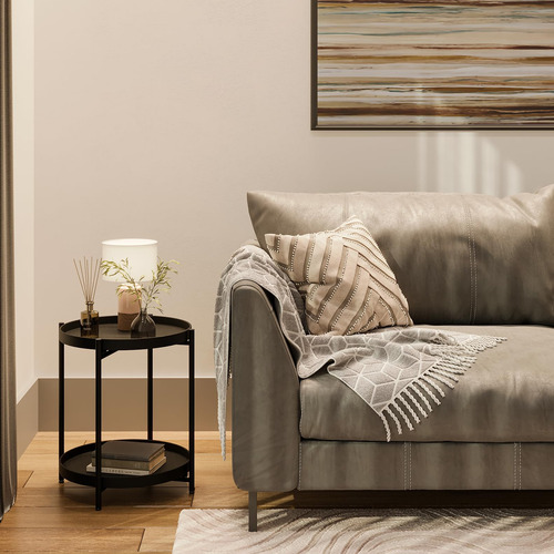Mesa Auxiliar Minimalista Para Sala Jardín O Recamara Negra