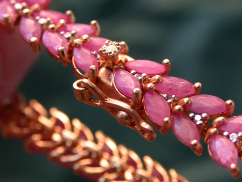 Luli Pulsera Plata 925 Oro 82 Rubies  7 Diamantes Legitimos 