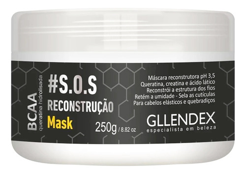 Gllendex Bcaa Queratina Mascara Reconstruccion Pelo 250gr