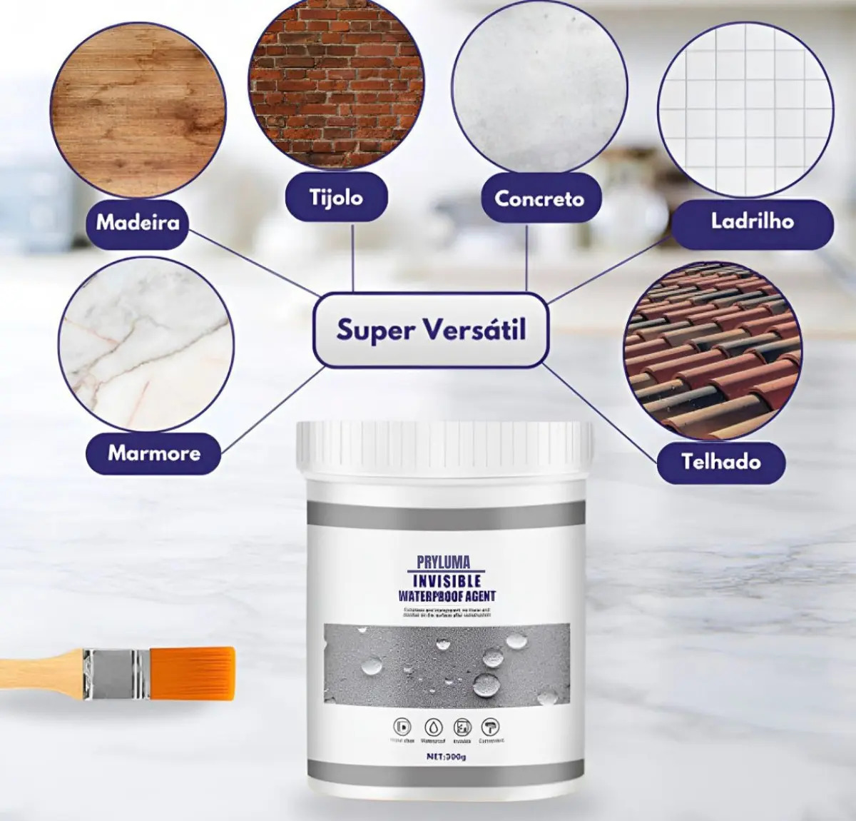 Impermeabilizante Para Infiltrações Invisível Transparente Impermeável Super Selante De 300g + Pincel
