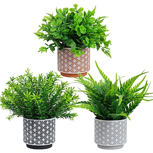 Plantas Falsas Maceta, Juego De 3 Helechos Realistas Ma...