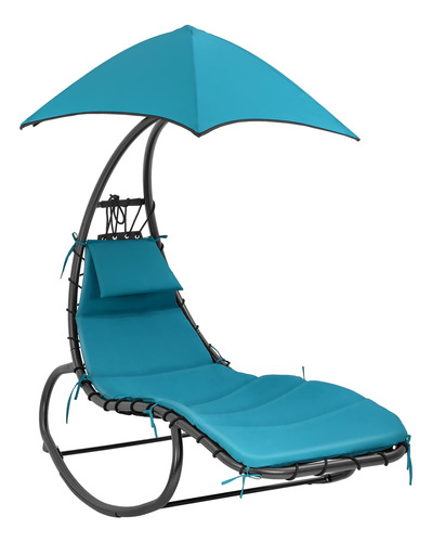 Silla Mecedora Hamaca Patio Reclinable Con Toldo Azul