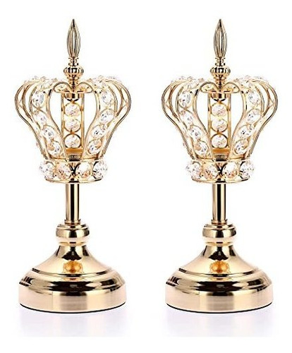 Ownmy - Juego De 2 Candelabros De Cristal Con Forma De Coron