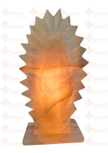 Lampara En Piedra Onix Silueta Virgen De Guadalupe 22 Cm