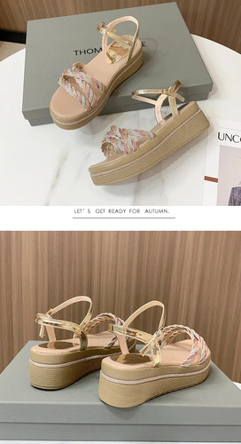 Sandalias De Cuña Con Plataforma Y Punta Abierta En Forma De