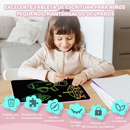 16in Pizarra Magica Tablet Dibujo Lcd Recargable Juguetes Ninos Regalos Bolígrafo Electrónico Magnético Color Rosa Nasjac