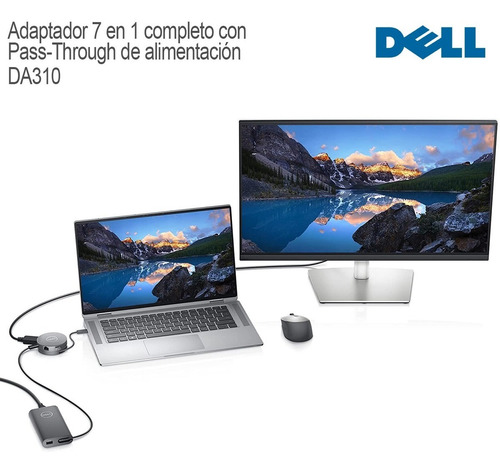 Imagen 6 de 6 de Dock Universal Dell Da310 Usb-c 7 En 1 Power Pass Throw