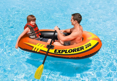 Imagen 2 de 3 de Bote Gomón Inflable C/remos Explorer 200 Intex