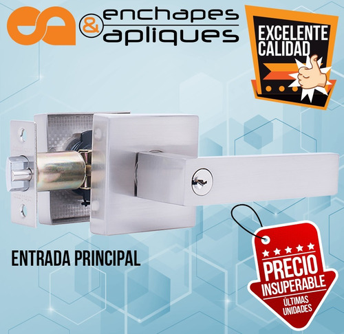 Imagen 3 de 7 de Cerradura Chapa Manija Cuadrada Cromo | Entrada Ppal