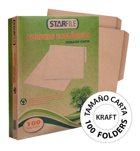 Folder Carta Kraft Ecológico - Caja Con 100