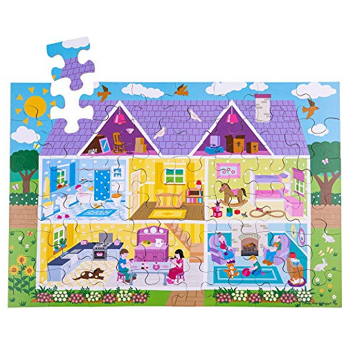 Bigjigs Juguetes Niños Muñecas De Madera Casa Suelo Jigsaw P