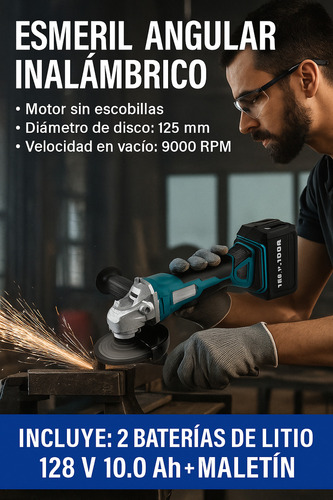 Esmeril Angular Inalámbrico Galletero Maletín Y 2 Baterías