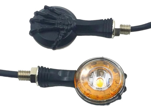 Calavera Mano Luz Led Direccional Negra Moto O Bicicleta X2