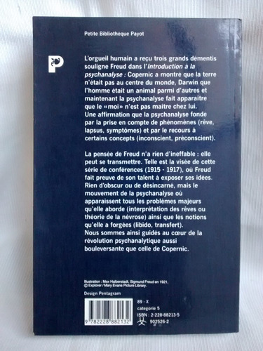 Introduction A La Psychanalyse Sigmund Freud Payot Frances