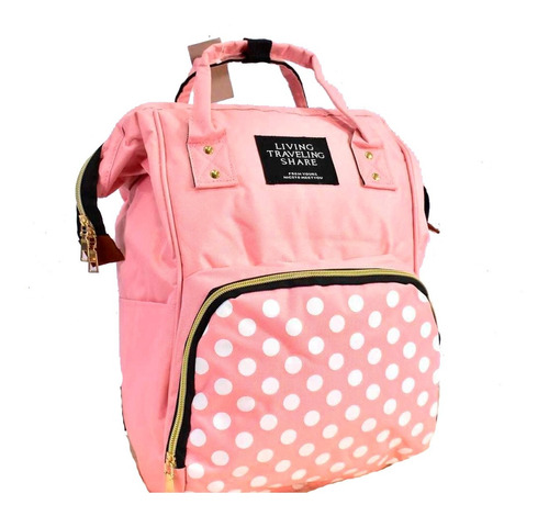 Mochila Maternal Living Traveling Share Lunares Oferta Ya !!