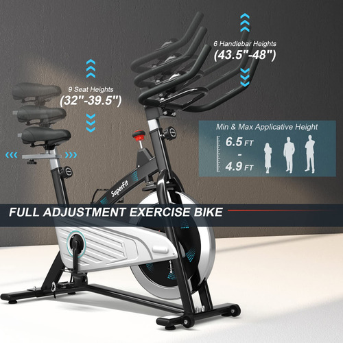 Bicicleta Estática Magnética Para Indoor Con Asiento Ajustab Blanco