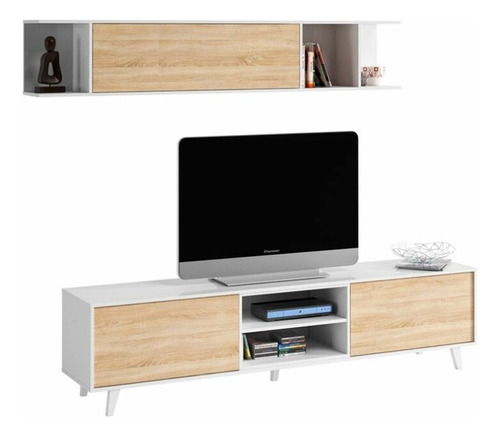 Mueble Salón Tv Comedor Modular Diseño Nórdico Blanco