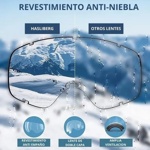 Antiparras Ski Snow Hasliberg Frost Antiempaño Uv400 Estuche Lente Vlt 19 Blue Mirrored Armazón Blanco