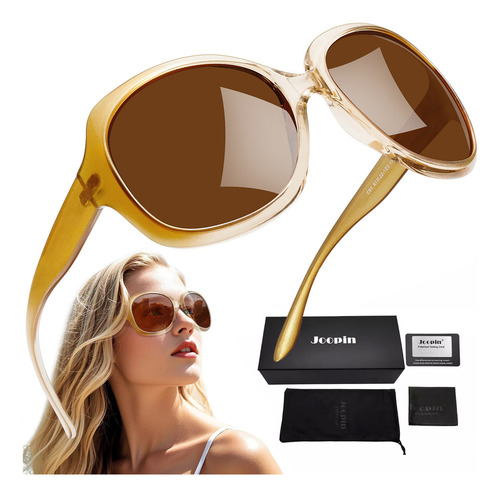 Lentes De Sol Mujer Polarizados Dama Grandes De Moda Uv400 Champán / Marrón