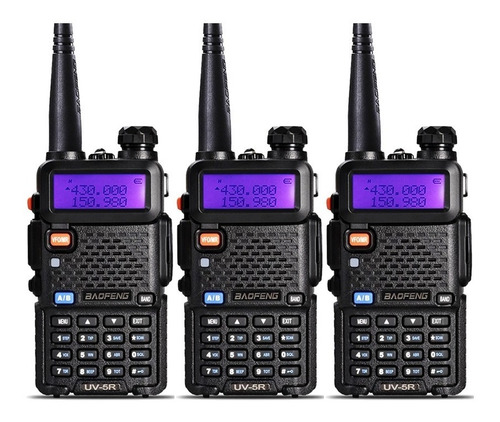 Kit 3 Radio Comunicador Walk Talk Baofeng Dual Band Uv5r