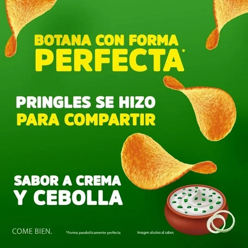 4 Pzas Papas Pringles Sabor A Crema Y Cebolla 124 G