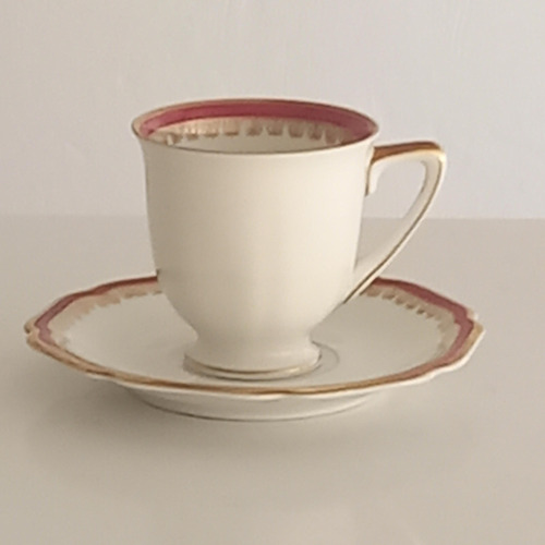 Taza Café Porcelana Alemana Heinrich Blanco Rojo Oro