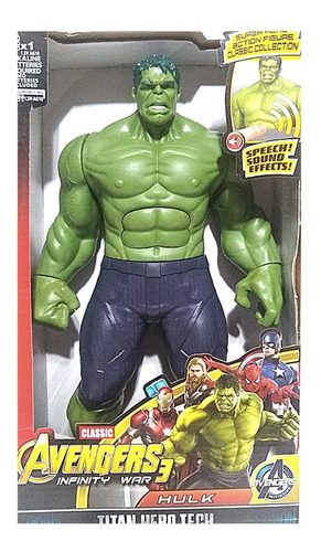 Boneco Hulk Fala Som Luz 30cm Avengers Heroes Articulado