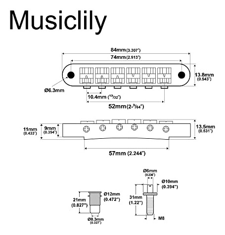 Puente Wilkinson Wogb2 De 52 Mm Para EpiPhone Les Paul Sg, D