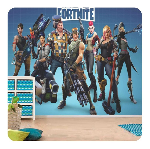 Papel Parede Adesivo Game Fortnite Battle Royale 2,0x1,5 Mts