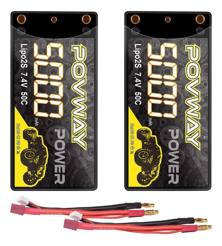 2s Shorty Lipo, Povway 5000mah 7.4v 50c Hardcase Lipo Baterí