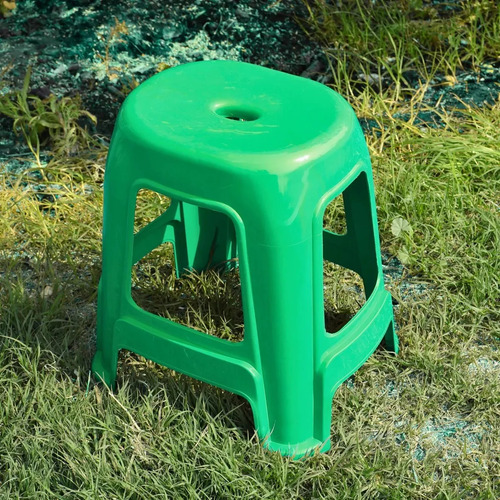4 Bancos Plástico Ultra Premium Multiusos Reforzado Uso Rudo Liso Verde