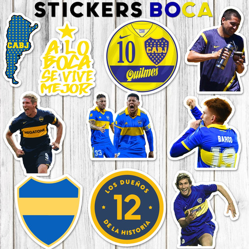 Stickers Boca Juniors Riquelme 20 Unidades Pvc Plastificados