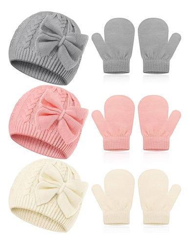 Satinior Juego De 3 Gorros Y Manoplas De Invierno Para Bebés