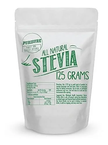 Stevia Orgánica En Polvo Concentrada, 125g, Sin Rellenos, Sin Endulzantes Artificiales, Sin Regusto, Sustituto De Azúcar