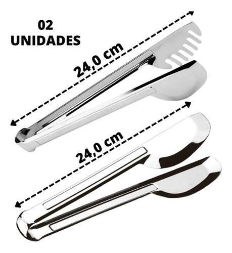 Kit 2 Pegadores Universal De Massa Macarrão E Saladas Inox