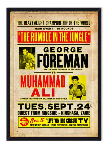 Cuadro - Afiche Boxeo Muhammad Alí Vs George Foreman 1974