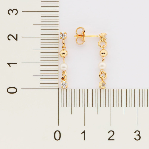 Brinco Folheado Ouro C/ Zircônias E Pérolas Rommanel 527201