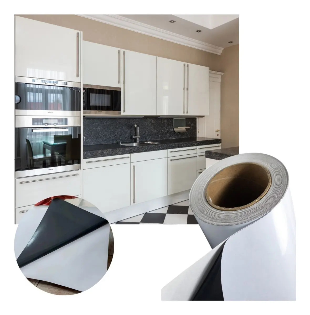 Adesivo Plotagem Geladeira Prata Tipo Inox Lavável 3m X 60cm Cor Branco Blackout