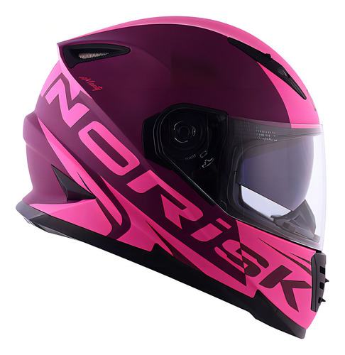 Capacete Norisk FF302 Soul Manty rosa com viseira solar tamanho 56/S para moto
