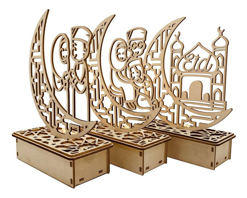 Decoración Led De Madera Para Ramadán, Eid Ramadan, Portátil